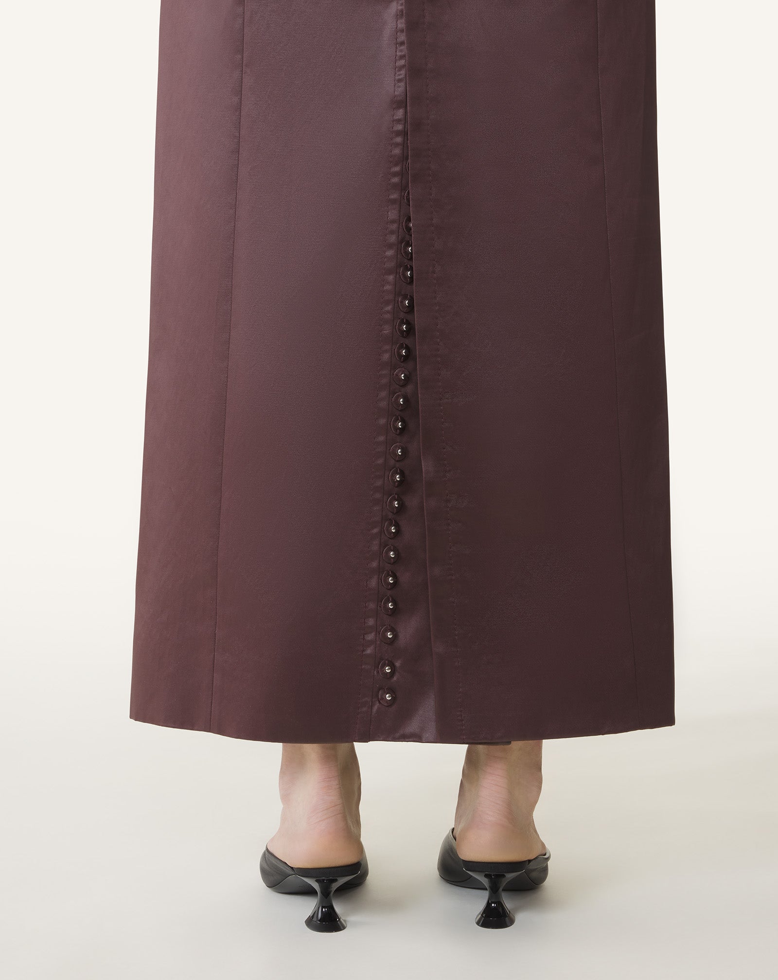 Brown Straight Skirt In Cotton And Viscose
