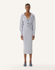 Jupe Midi Drapée En Laine Black