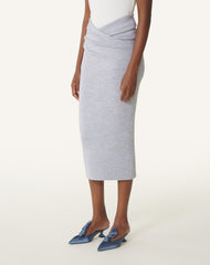 Jupe Midi Drapée En Laine Black