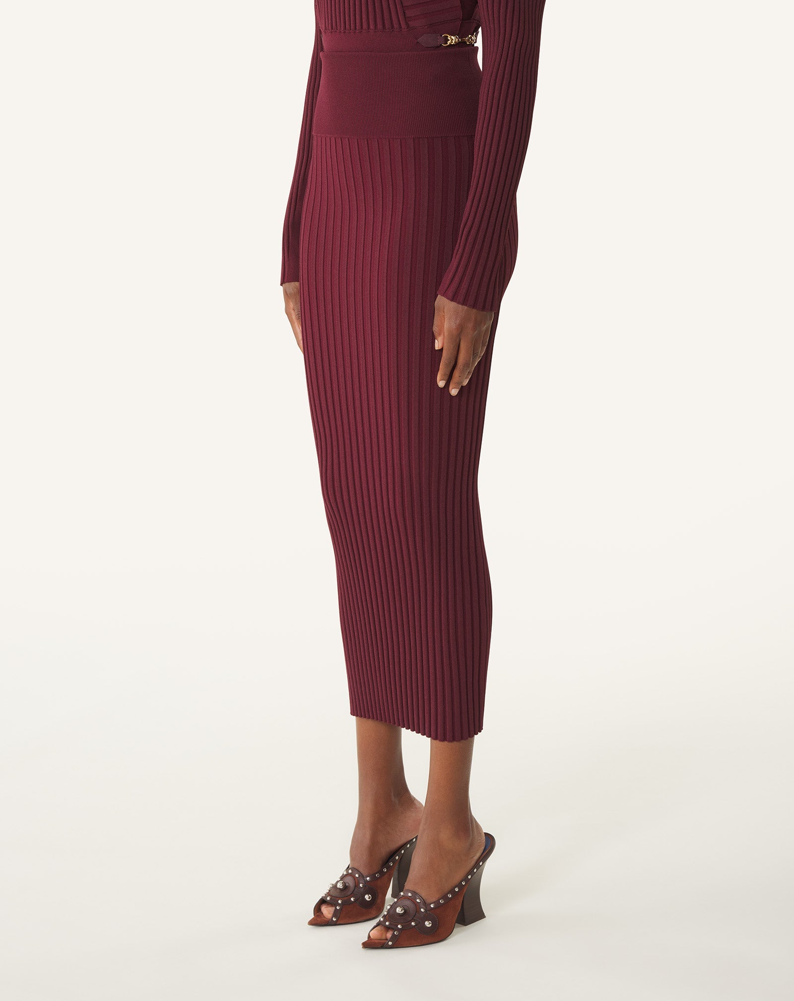 Jupe Midi En Viscose Red