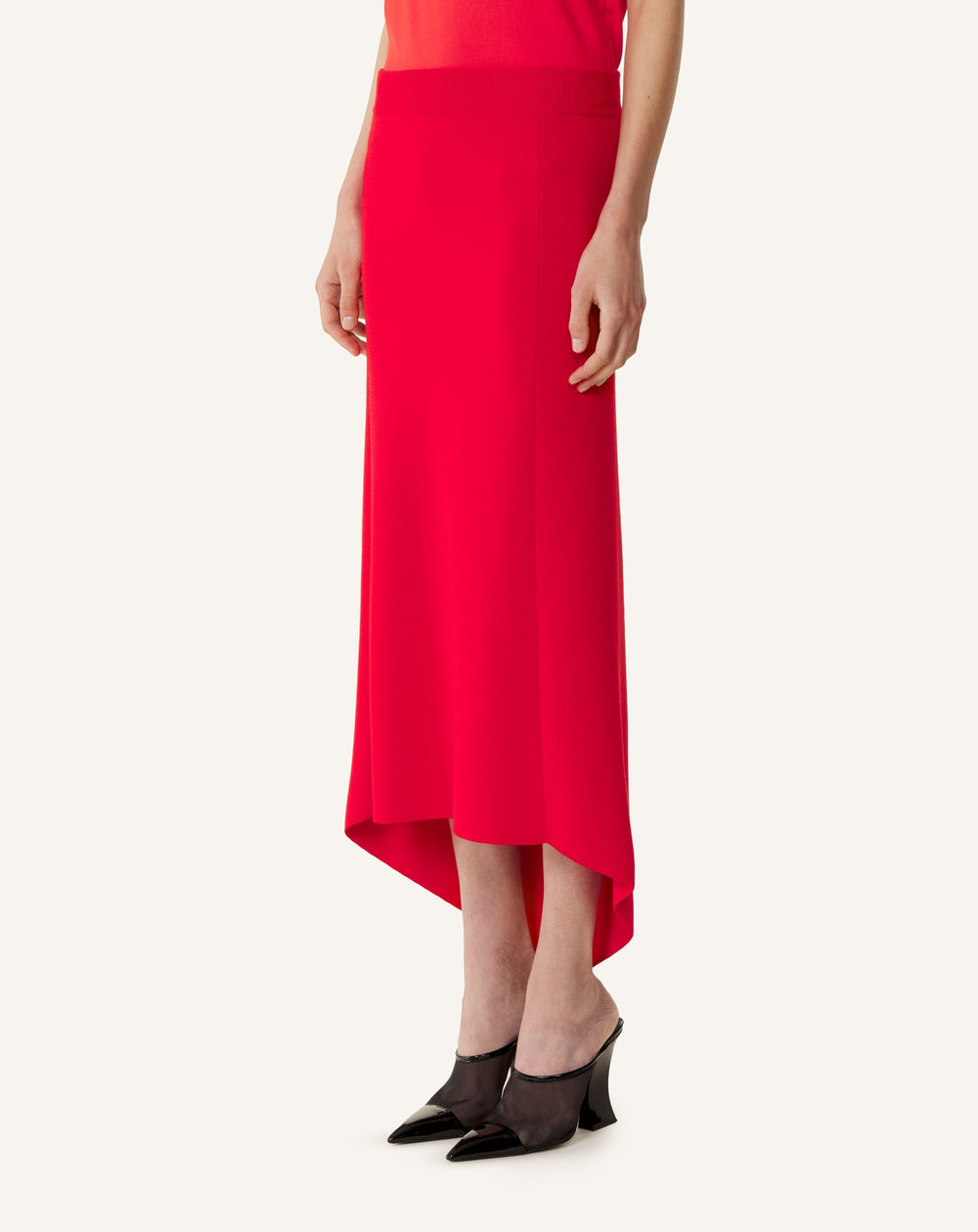 Jupe Longue Boutonnée En Laine Mérinos Red