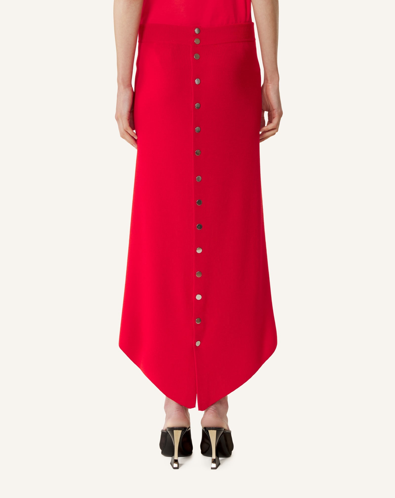 Jupe Longue Boutonnée En Laine Mérinos Red
