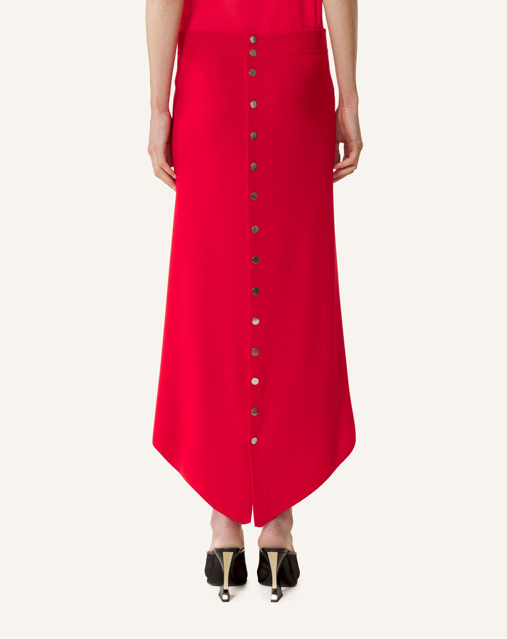 Jupe Longue Boutonnée En Laine Mérinos Red