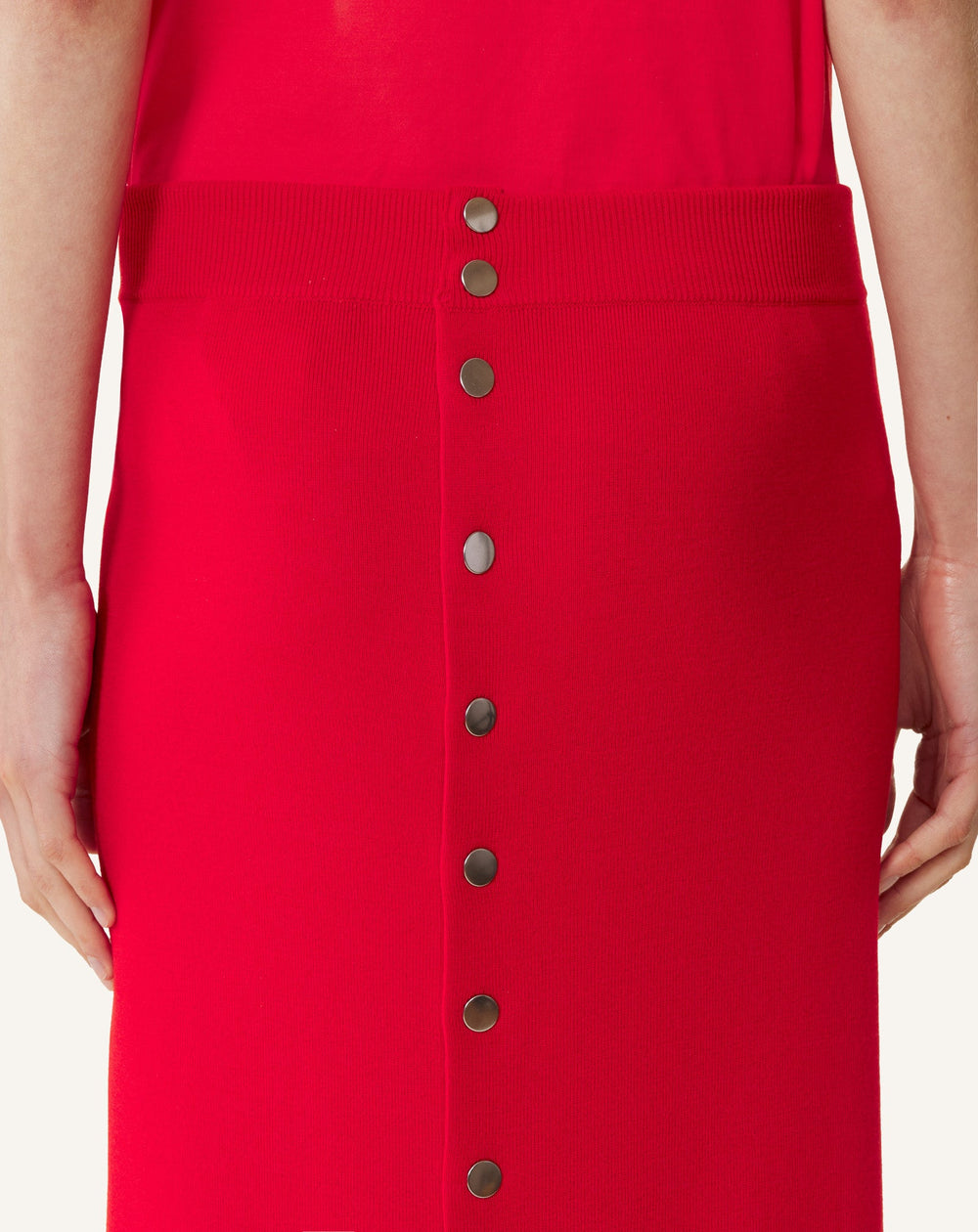 Jupe Longue Boutonnée En Laine Mérinos Red