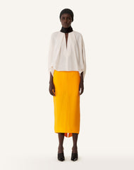 Jupe Midi Asymétrique En Papier Orange