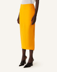 Jupe Midi Asymétrique En Papier Orange