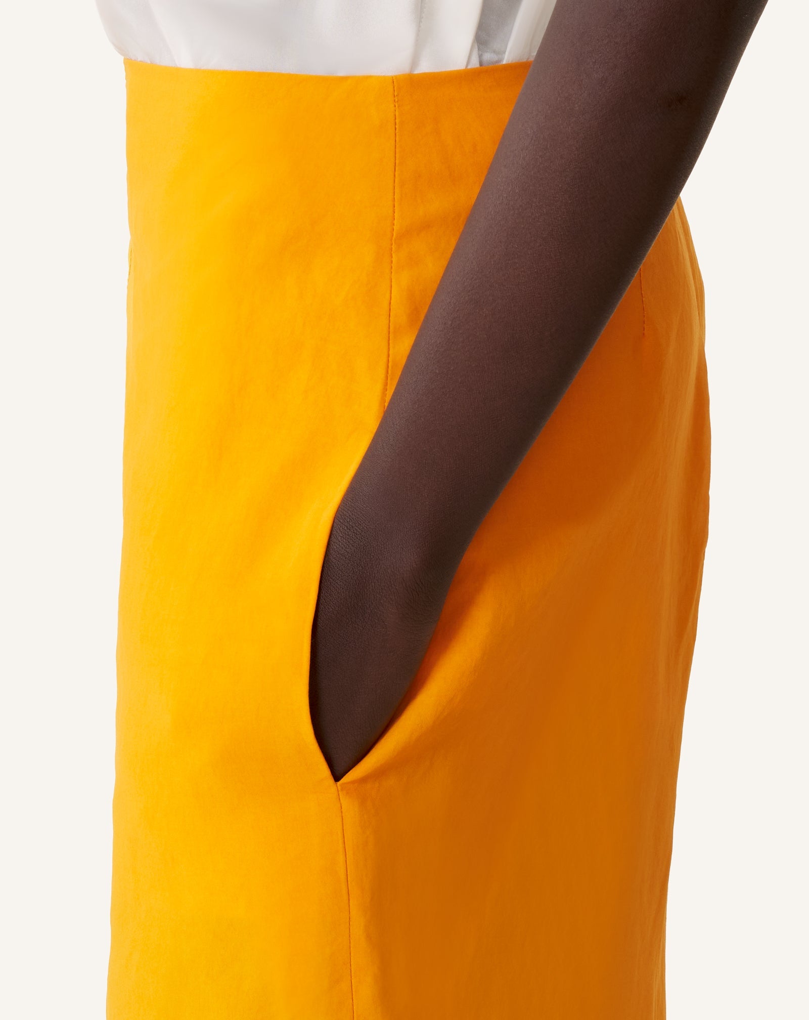 Jupe Midi Asymétrique En Papier Orange