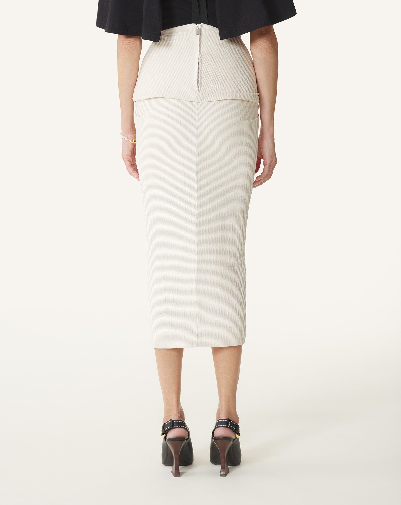 Jupe Midi En Jacquard White
