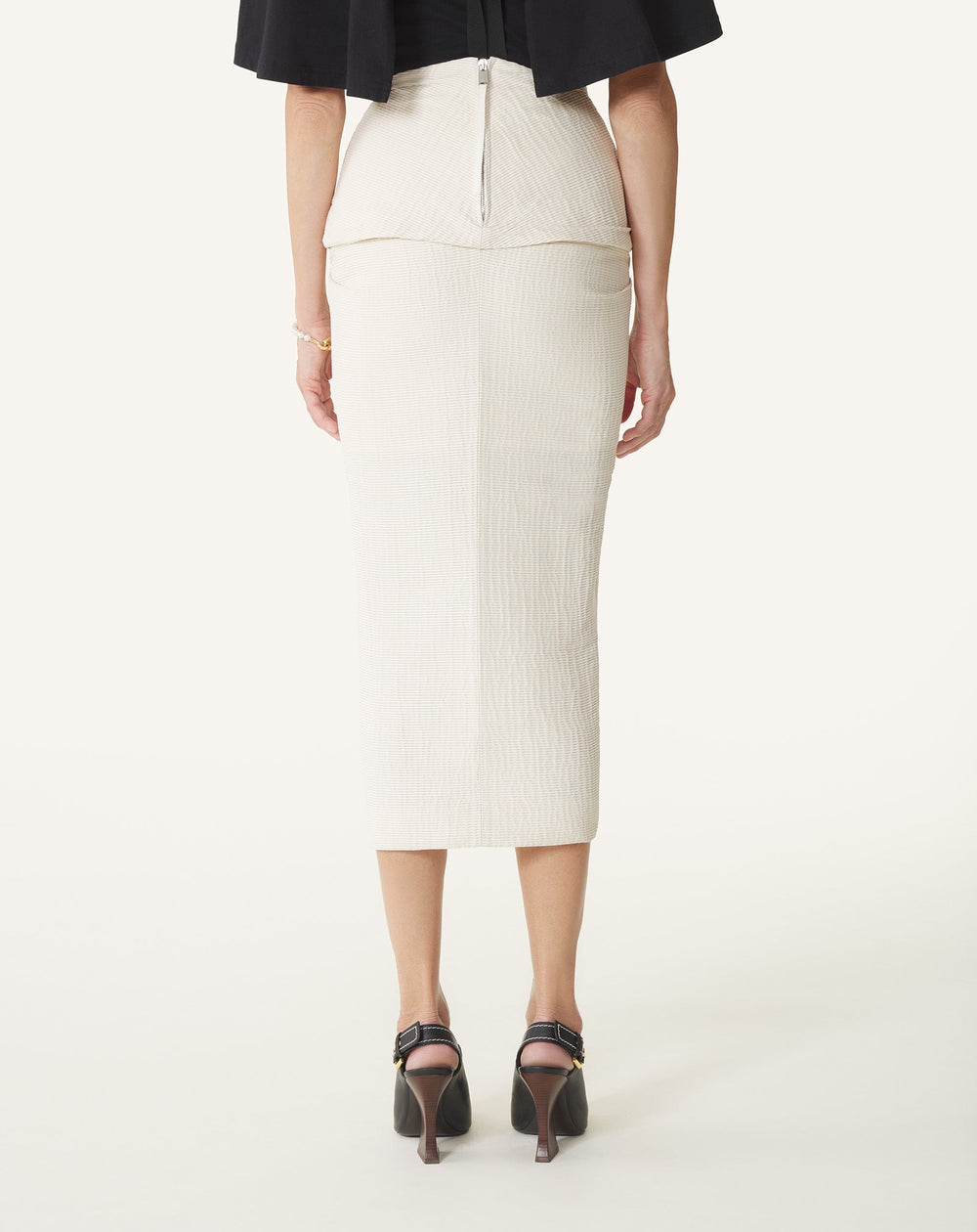 Jupe Midi En Jacquard White