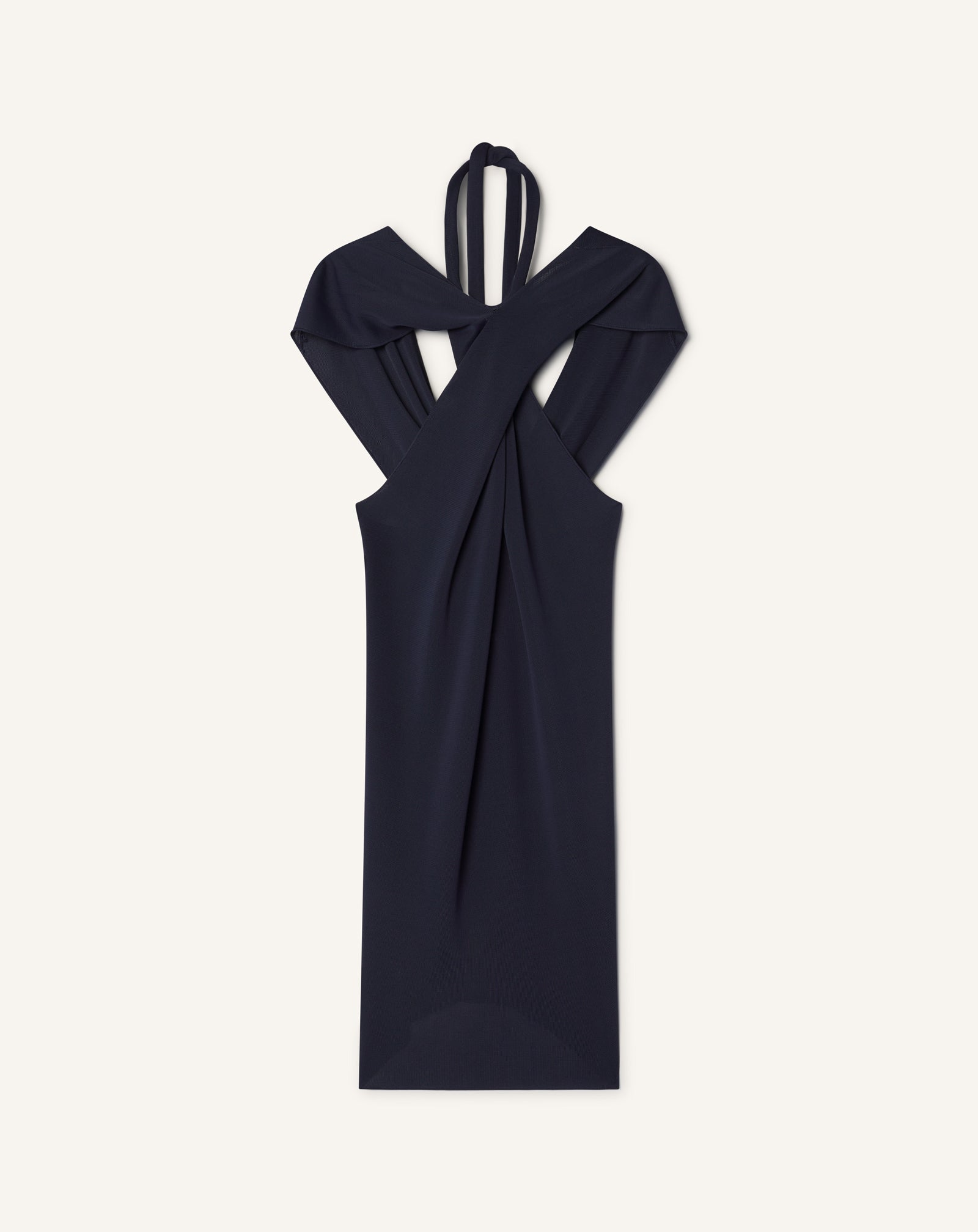 Haut Col Noué En Viscose Blue