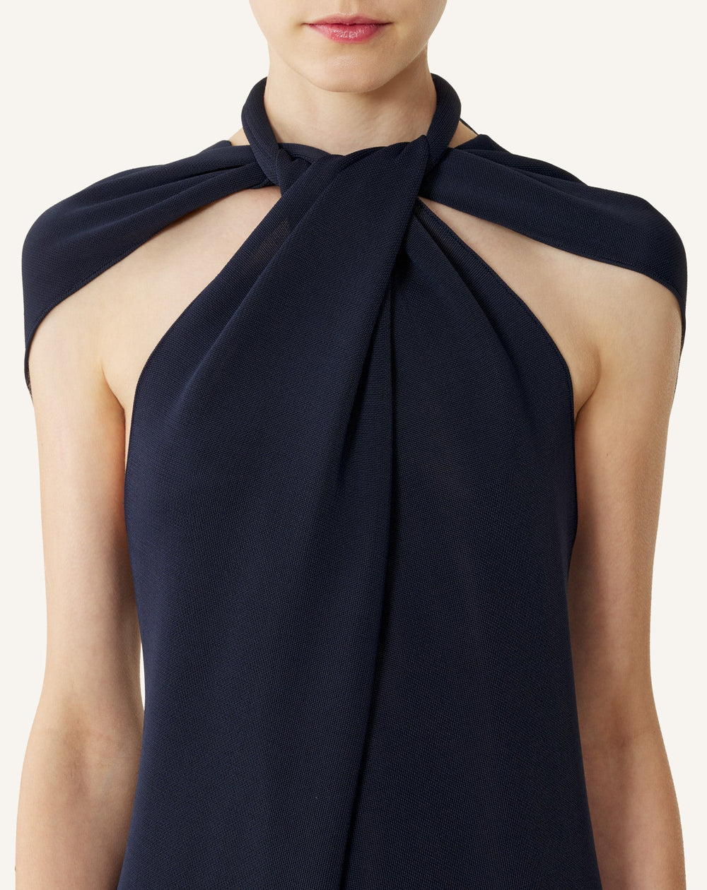 Haut Col Noué En Viscose Blue