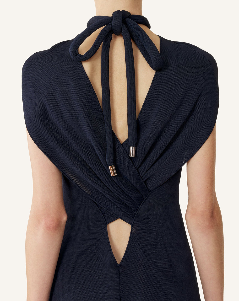 Haut Col Noué En Viscose Blue