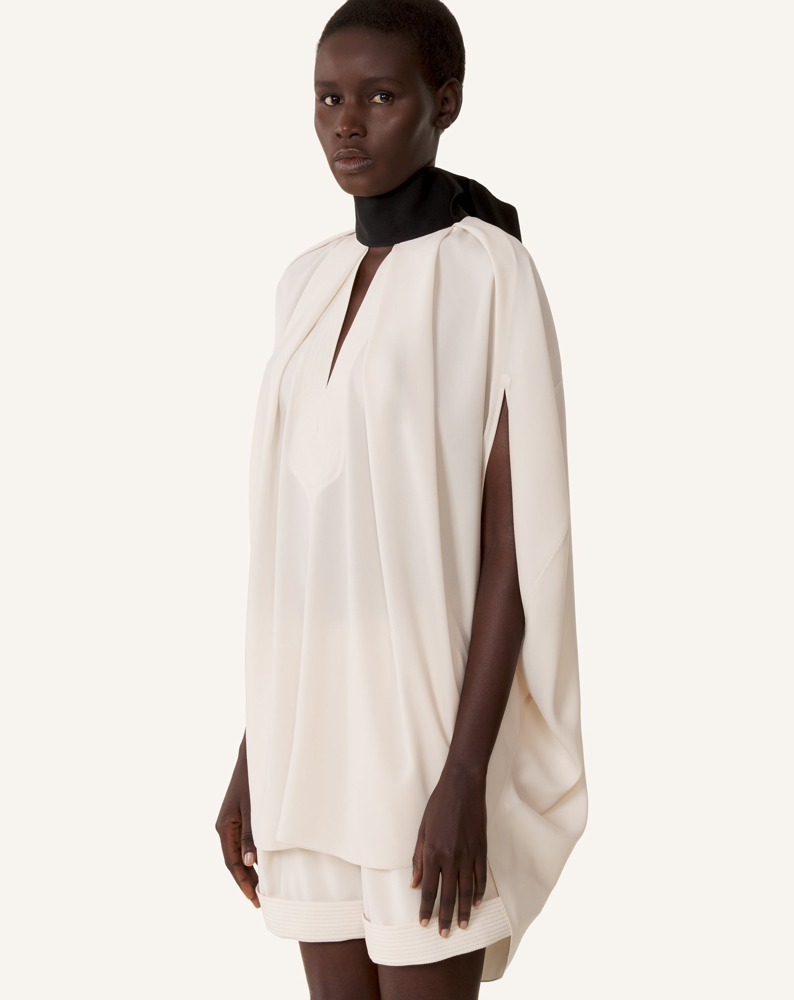 Haut Ample À Nœud En Crêpe White