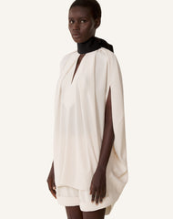 Haut Ample À Nœud En Crêpe White