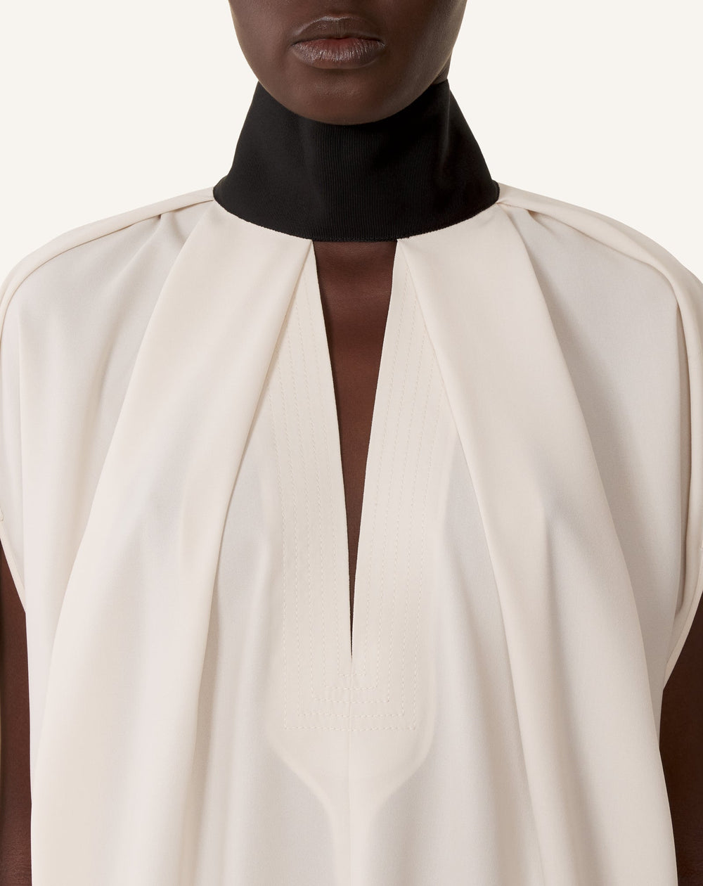 Haut Ample À Nœud En Crêpe White