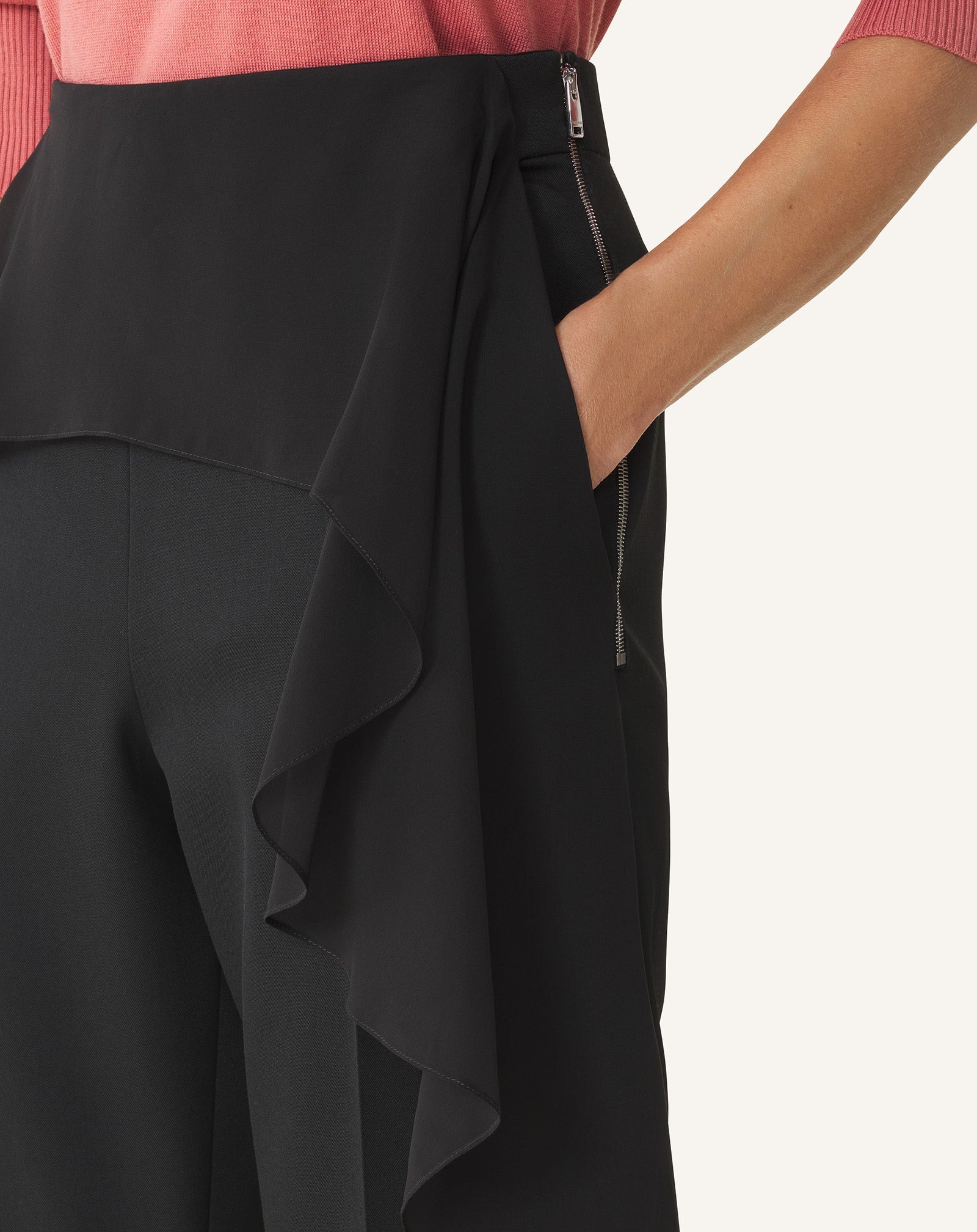Pantalon À Volants En Laine Black