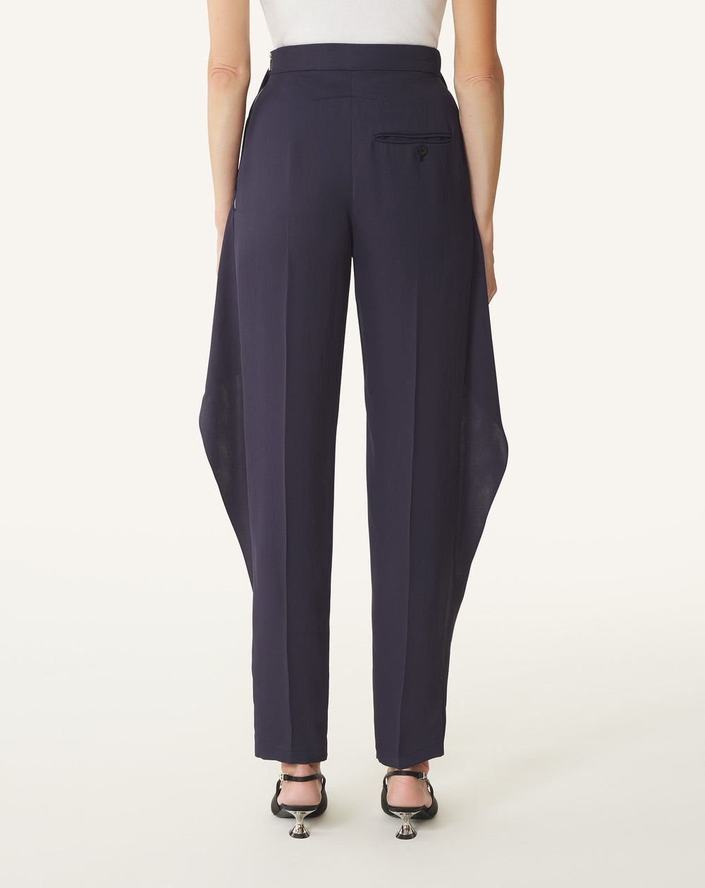 Pantalon À Volants En Twill Blue