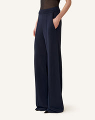 Pantalon Large En Viscose Blue