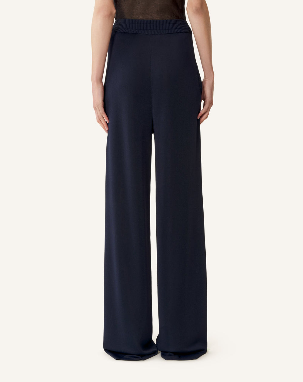 Pantalon Large En Viscose Blue