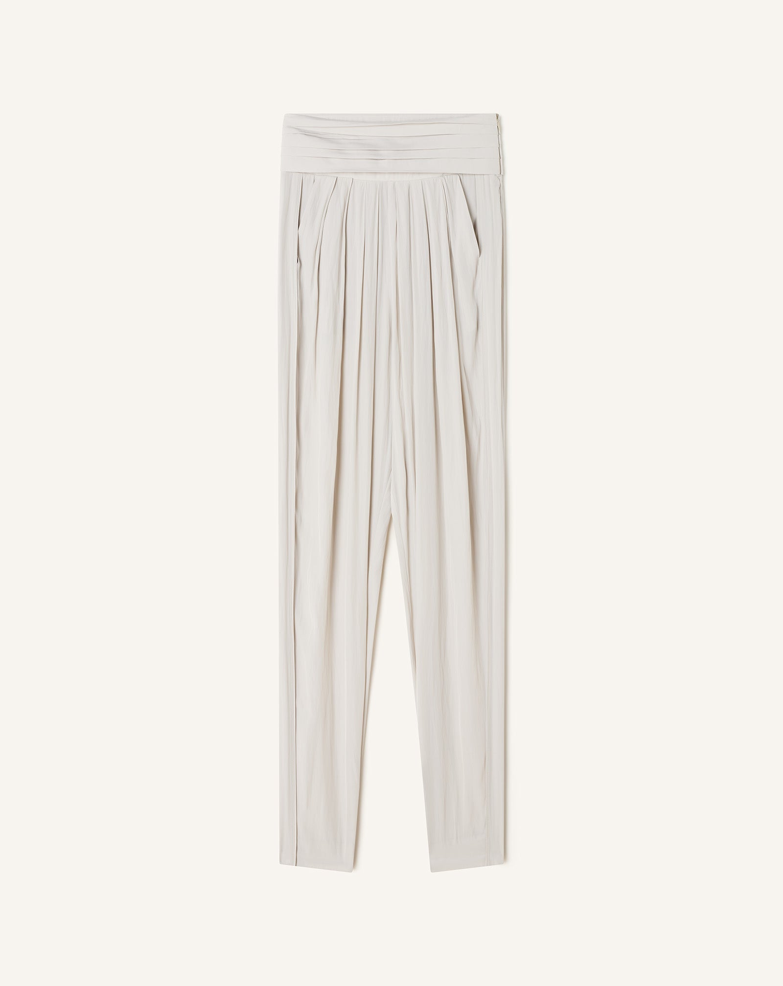 Pantalon Drapé En Charmeuse White