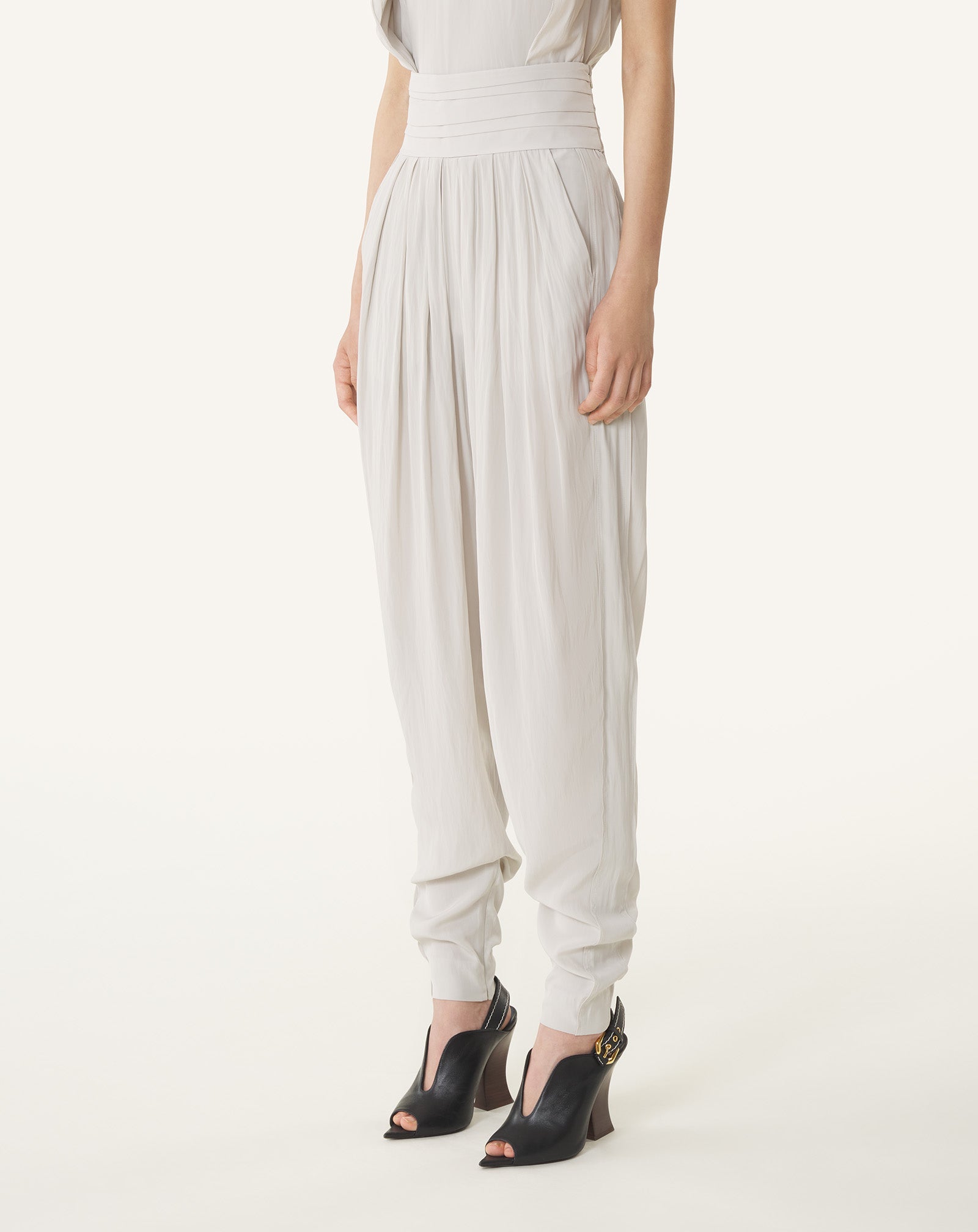 Pantalon Drapé En Charmeuse White