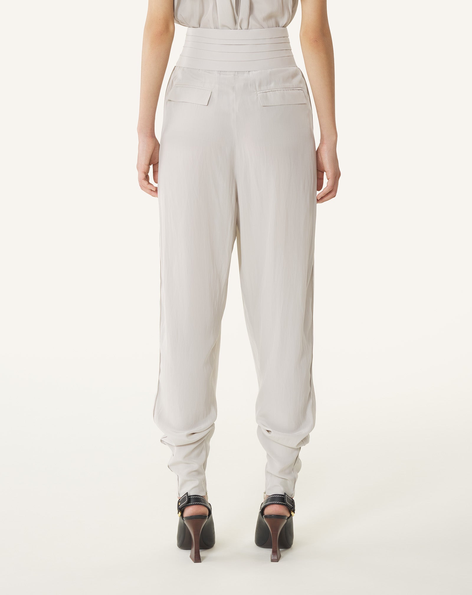 Pantalon Drapé En Charmeuse White