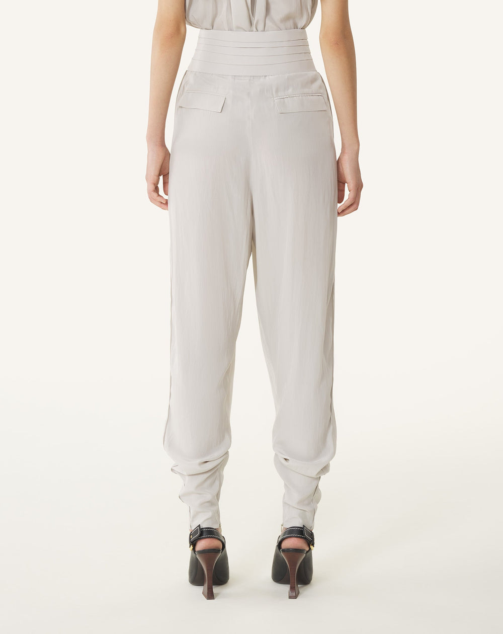 Pantalon Drapé En Charmeuse White