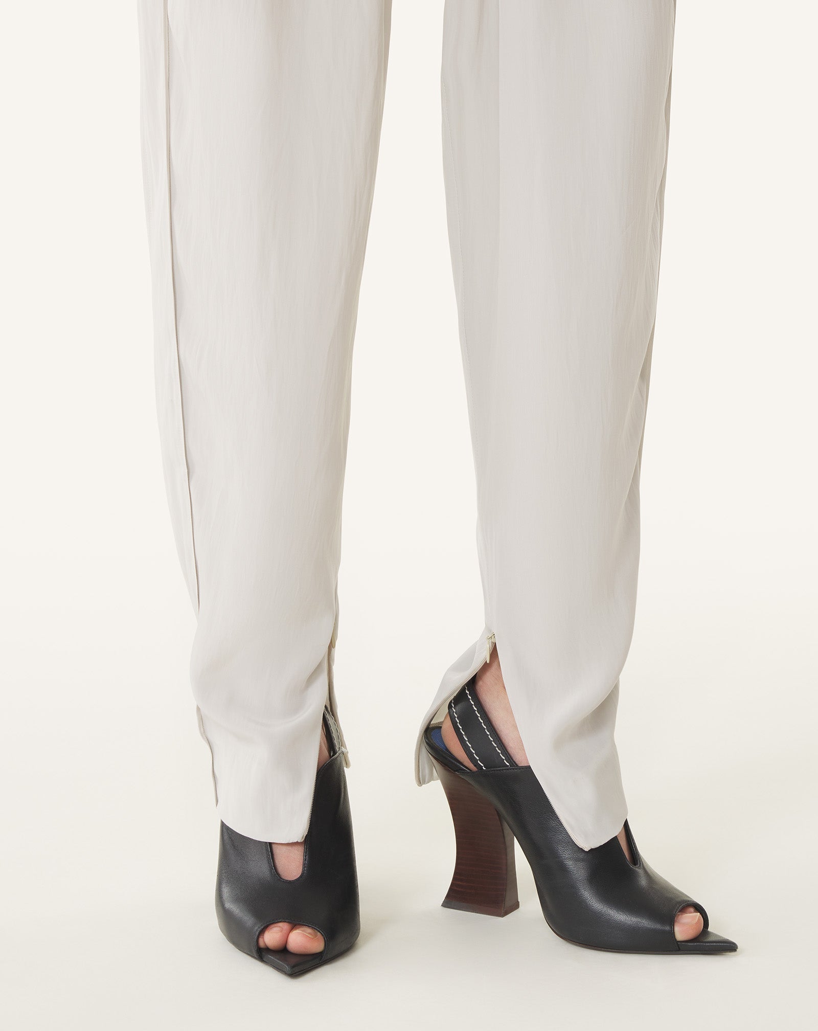 Pantalon Drapé En Charmeuse White