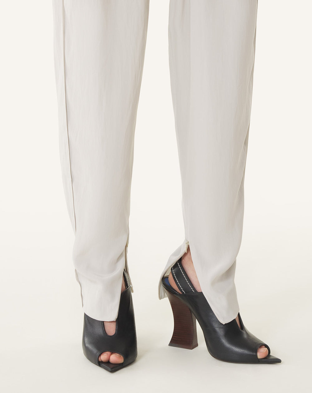 Pantalon Drapé En Charmeuse White