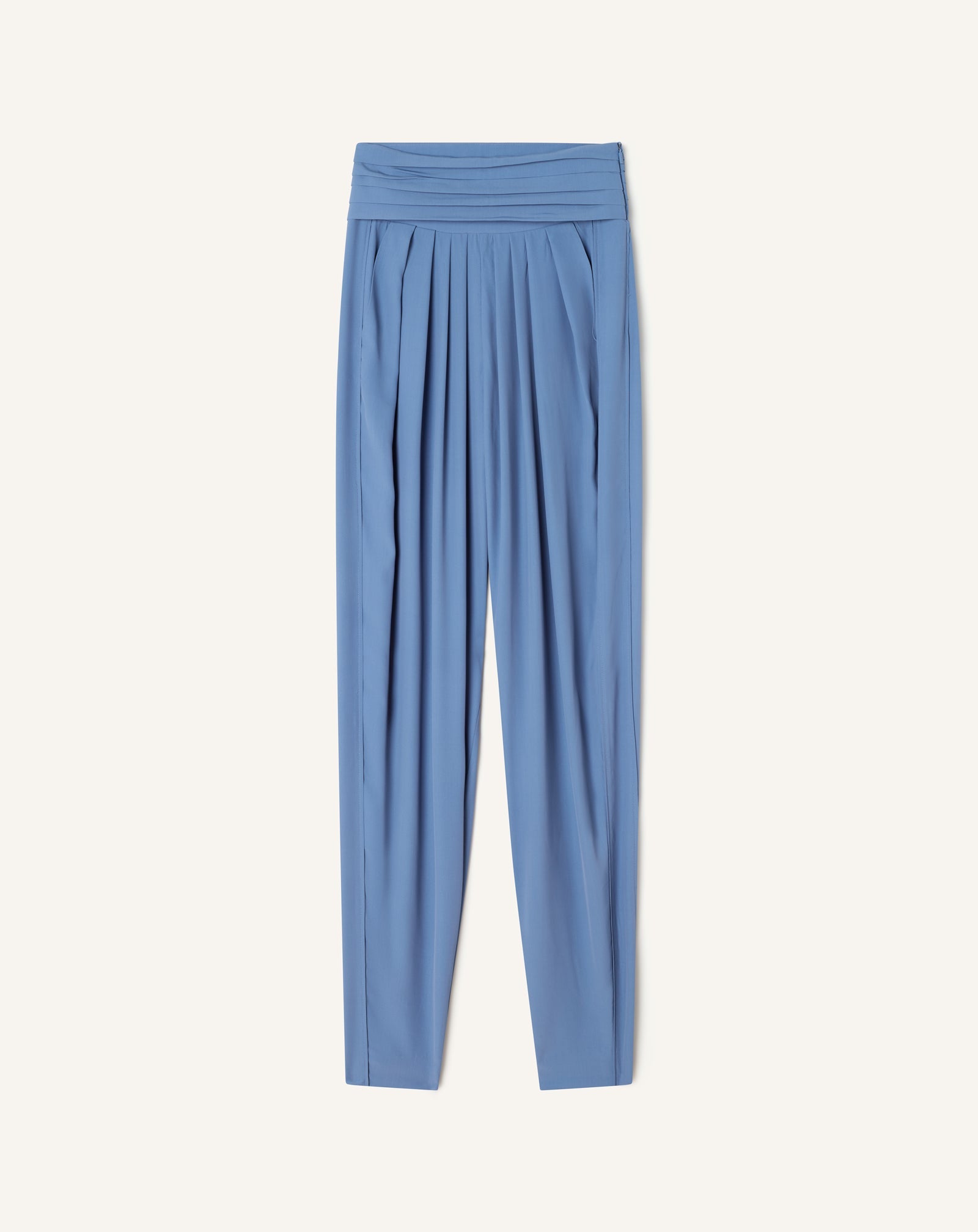 Pantalon Drapé En Crêpe De Chine Blue