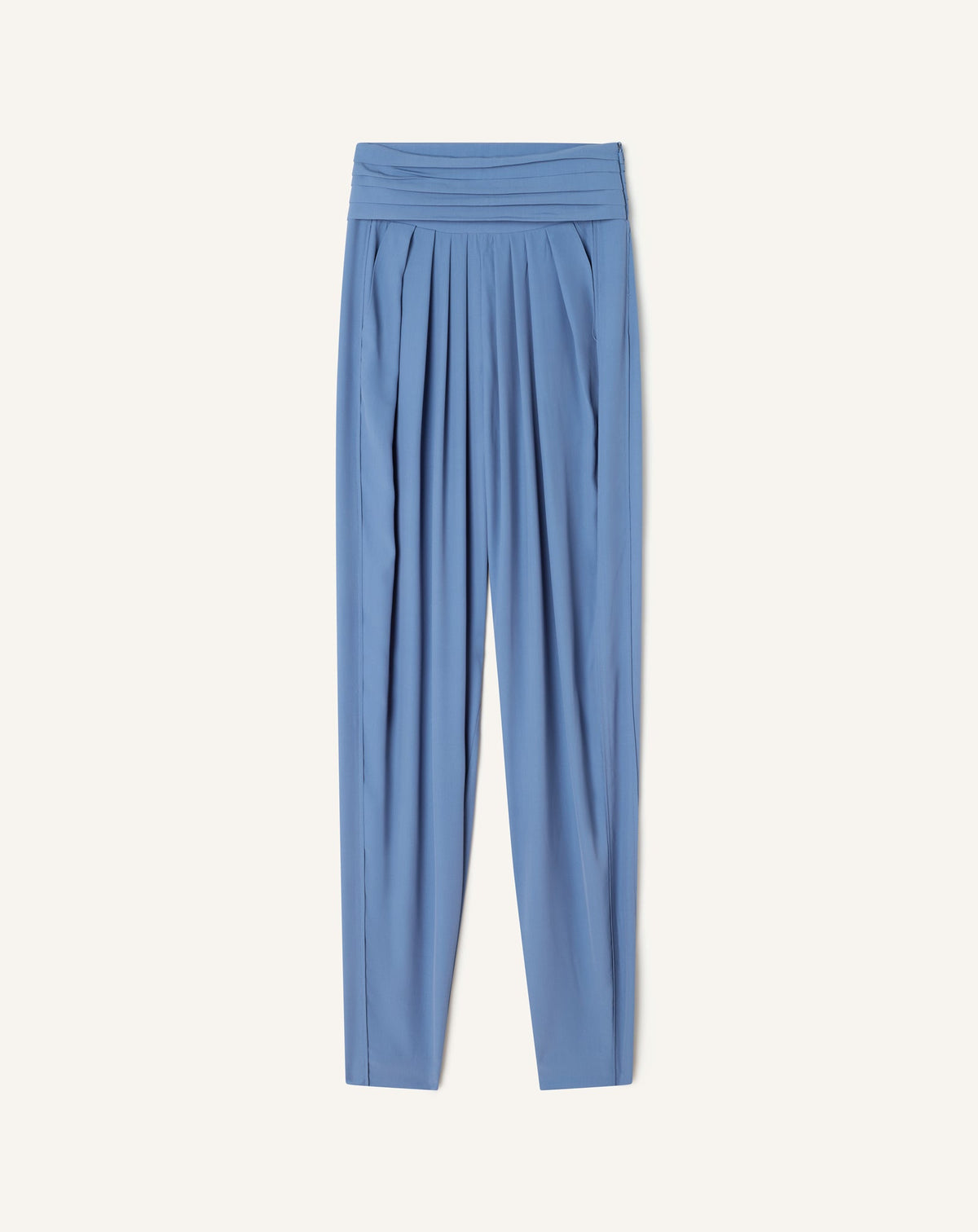 Pantalon Drapé En Crêpe De Chine Blue