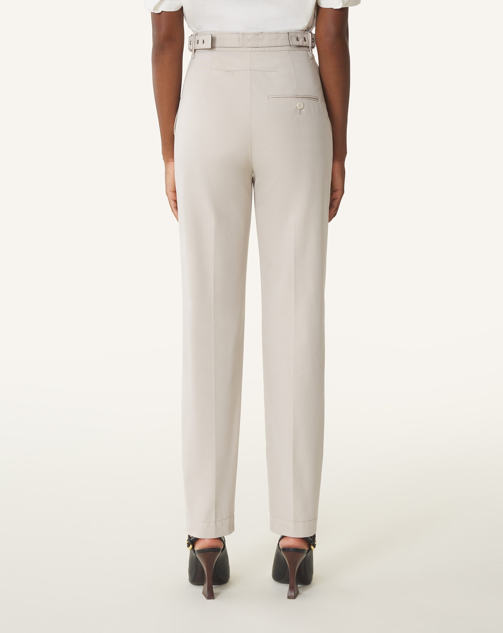 Pantalon Cigarette En Coton Technique White