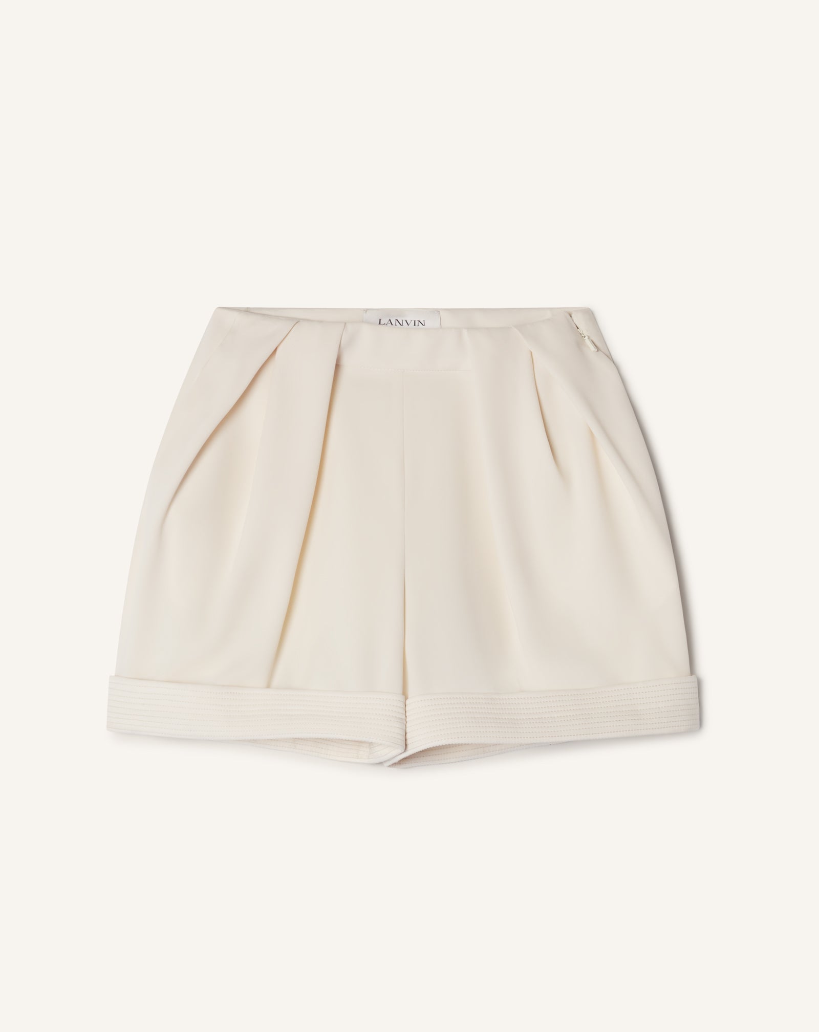 Short Plissé En Crêpe White