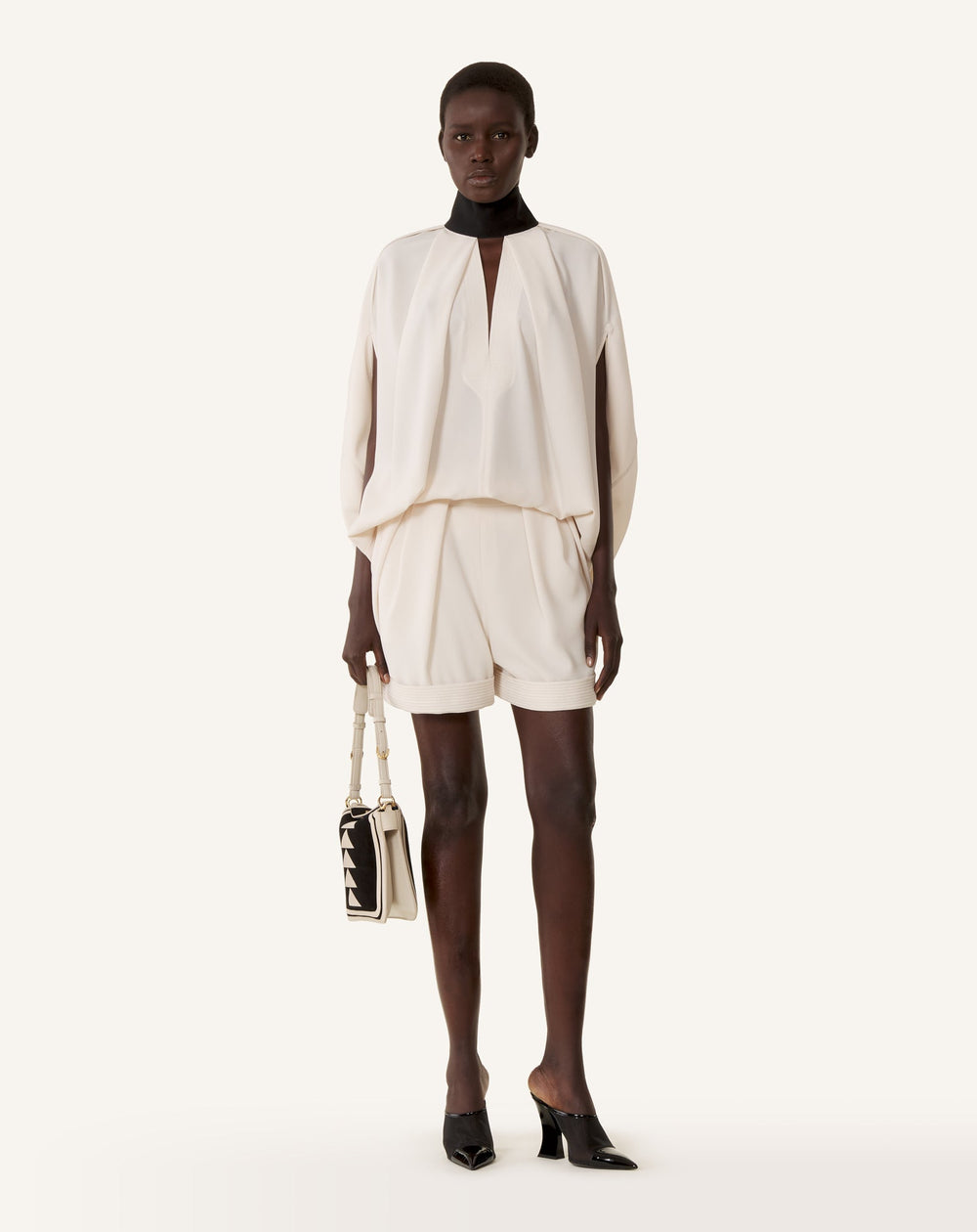 Short Plissé En Crêpe White