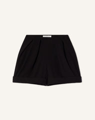 Short Plissé En Crêpe Black