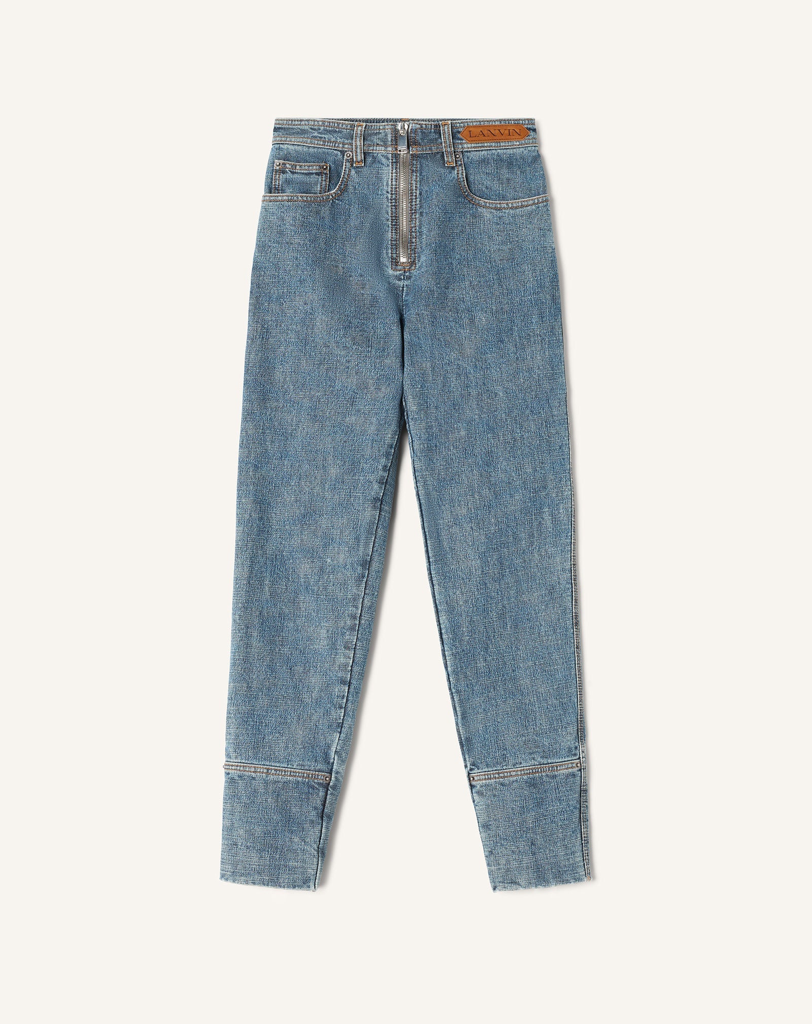 Pantalon Zippé En Denim Blue