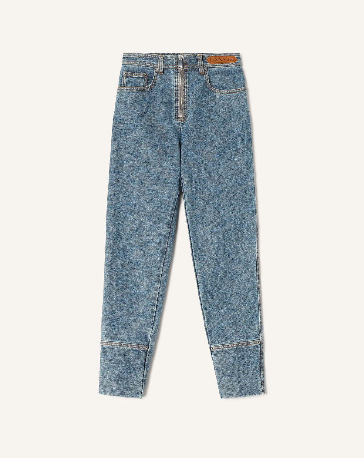 Pantalon Zippé En Denim Blue
