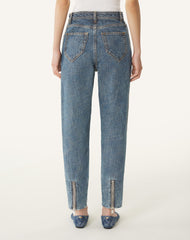 Pantalon Zippé En Denim Blue
