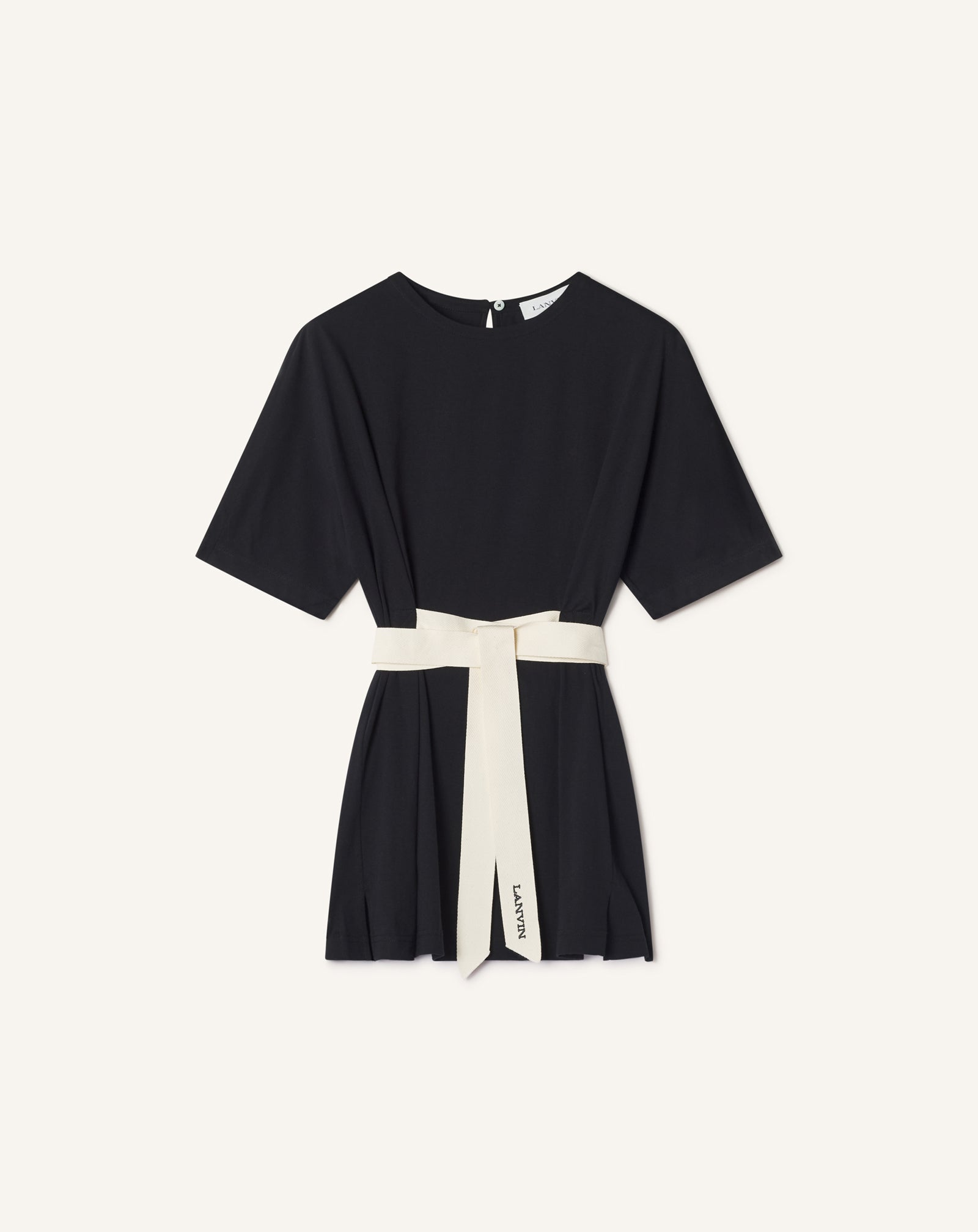 T-shirt Ceinturé En Coton Et Soie Black