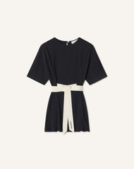 T-shirt Ceinturé En Coton Et Soie Black