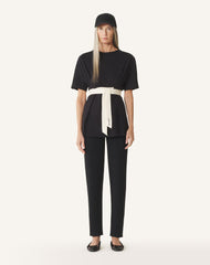 T-shirt Ceinturé En Coton Et Soie Black