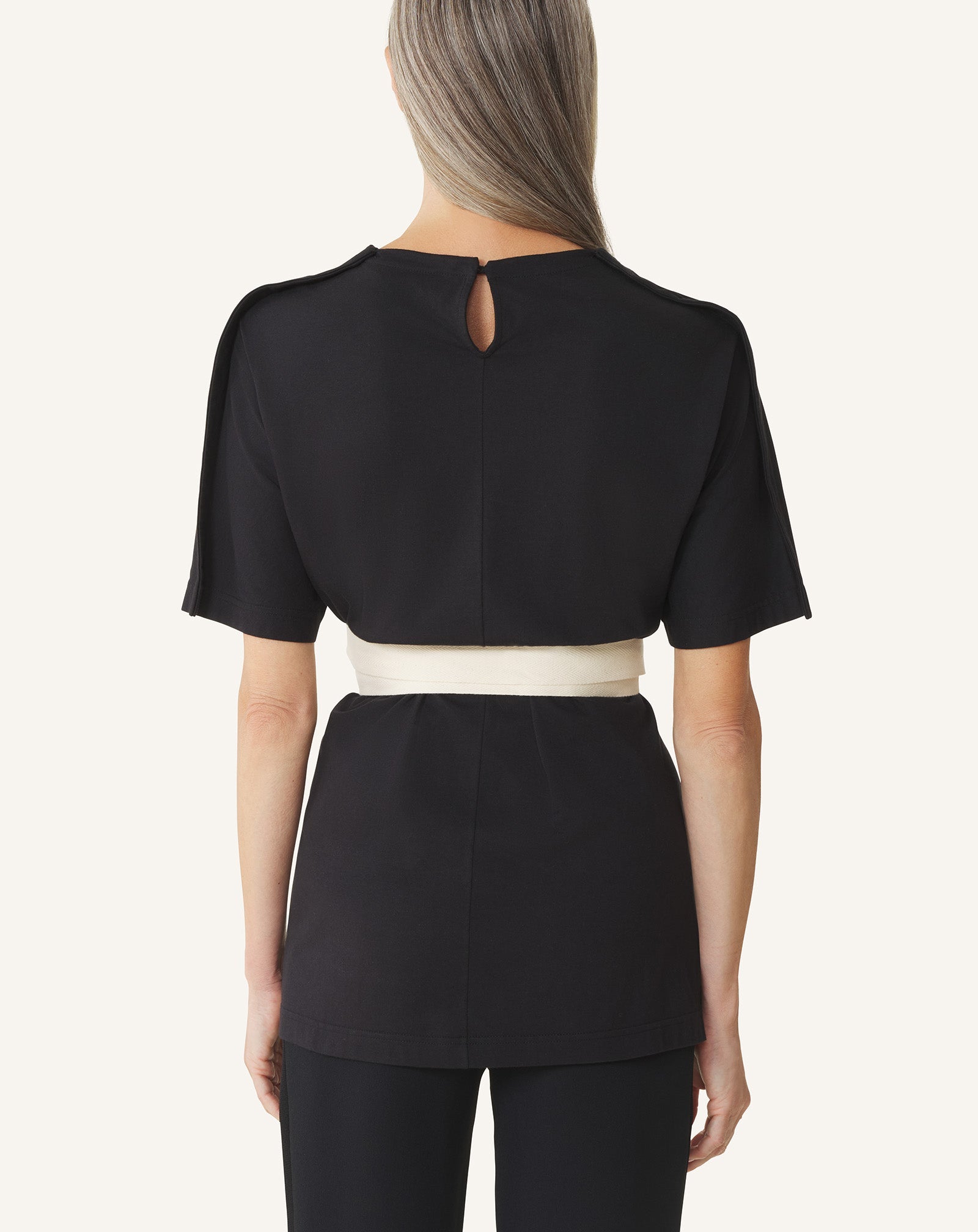 T-shirt Ceinturé En Coton Et Soie Black