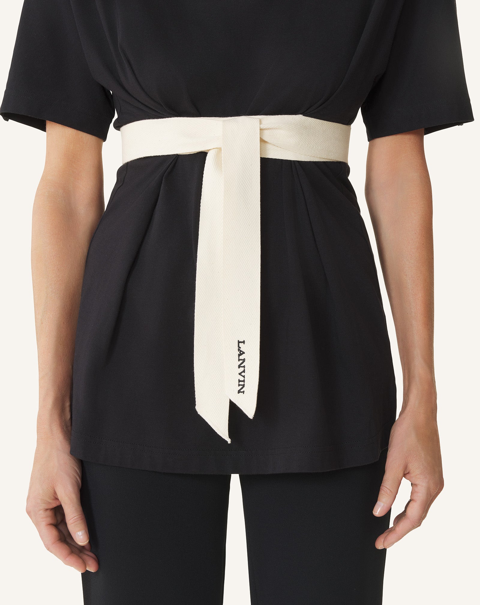 T-shirt Ceinturé En Coton Et Soie Black