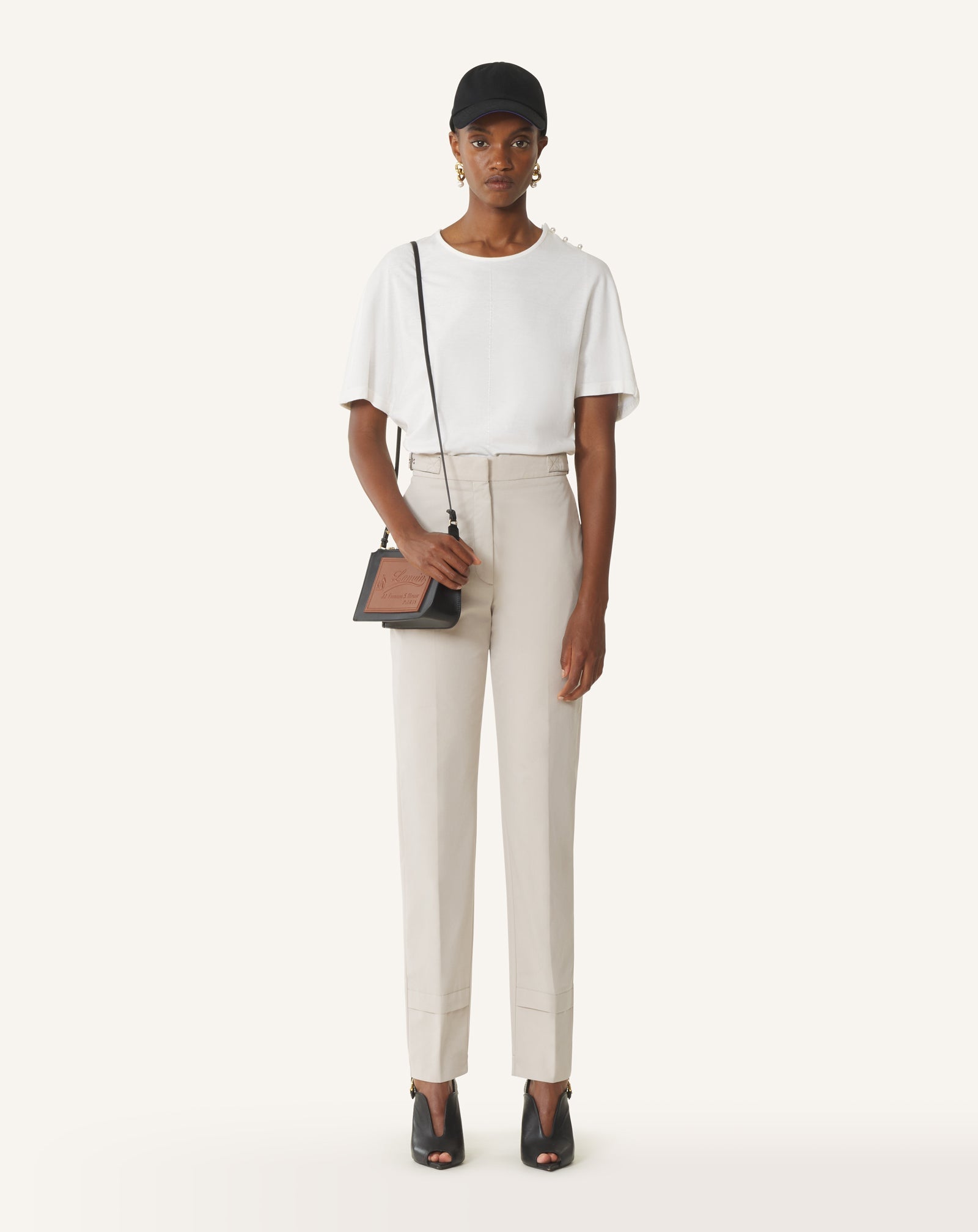 T-shirt Effet Cape En Coton Et Soie White