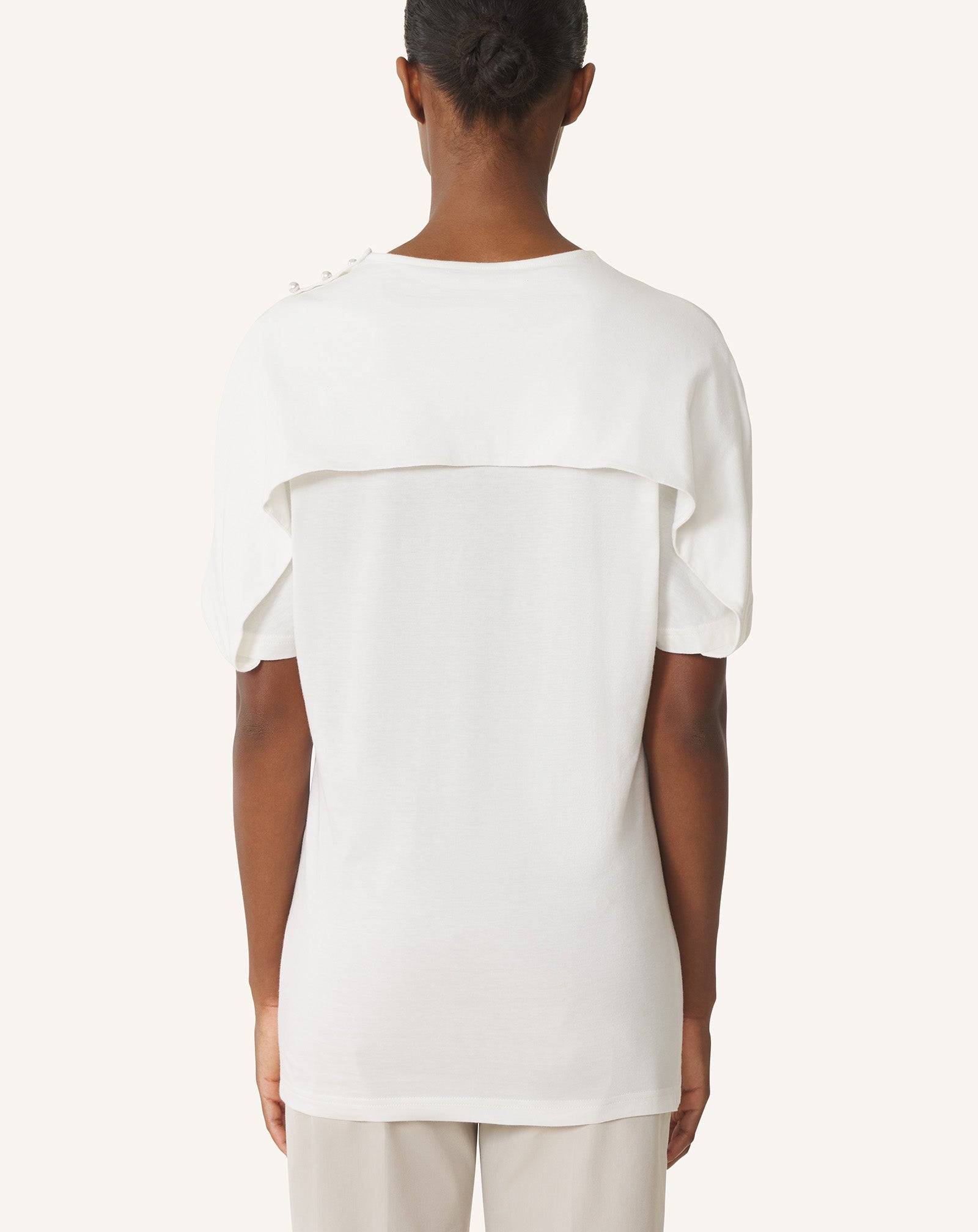 T-shirt Effet Cape En Coton Et Soie White