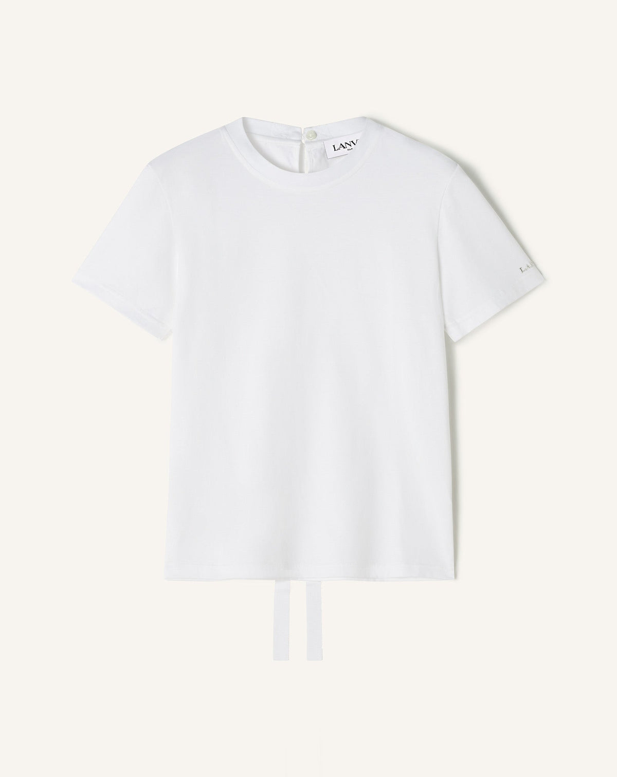 White Cotton T-shirt With Ribbon Detail