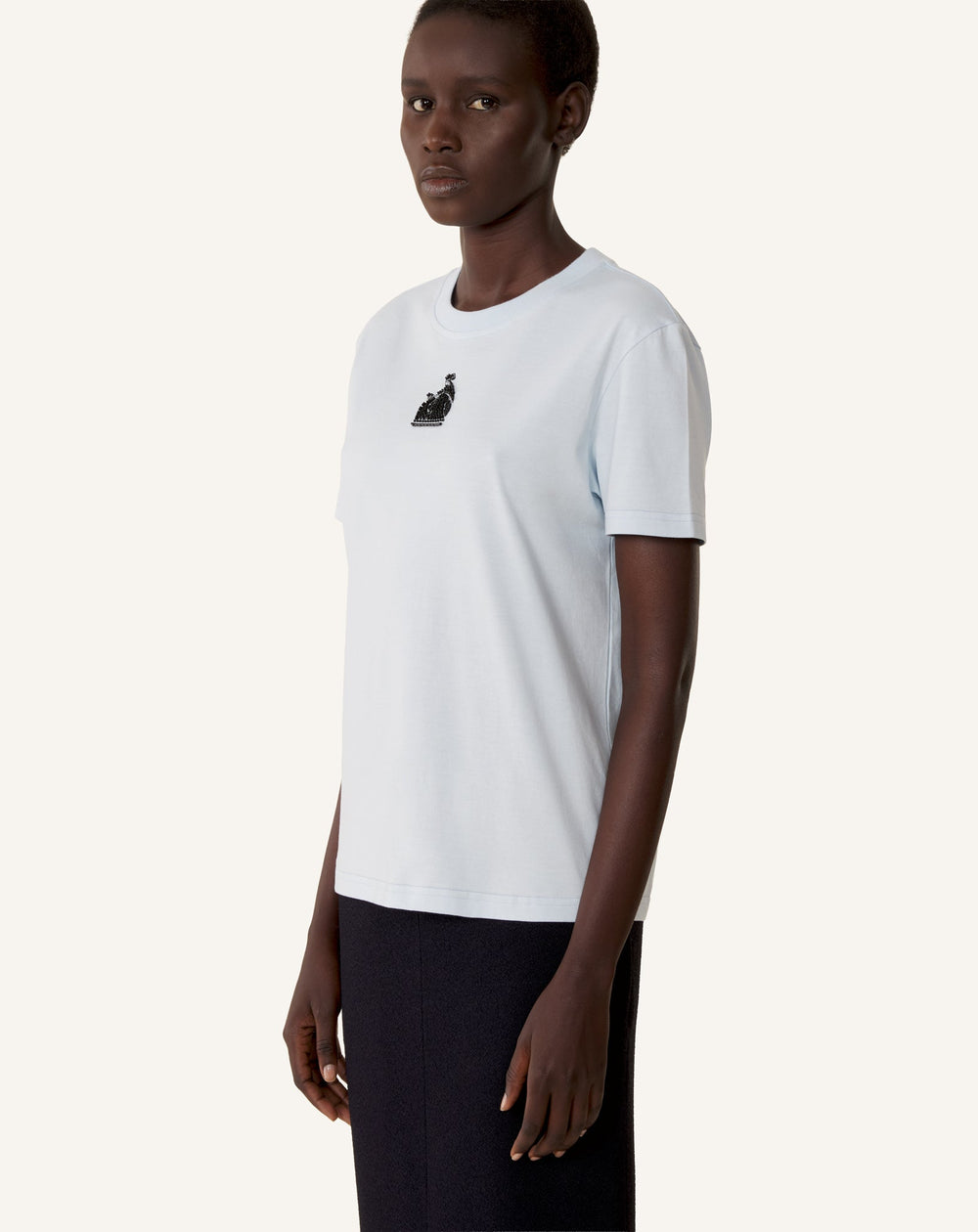 T-shirt Brodé La Mère Et L'enfant En Jersey Blue
