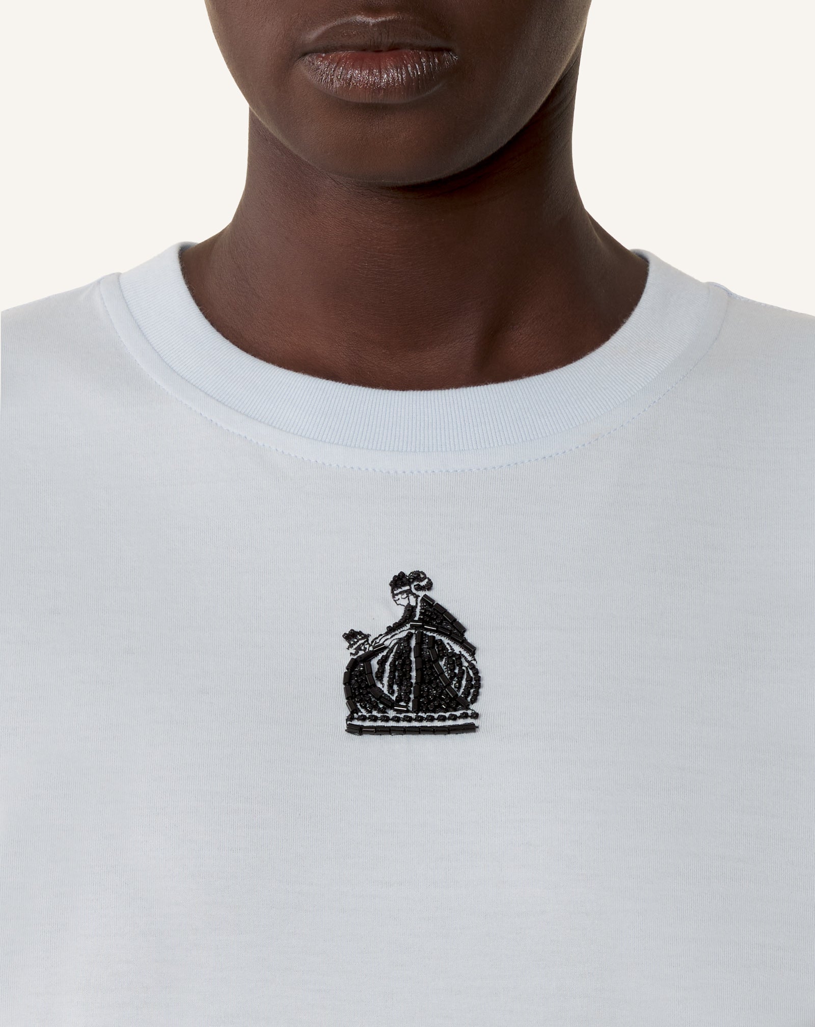 T-shirt Brodé La Mère Et L'enfant En Jersey Blue