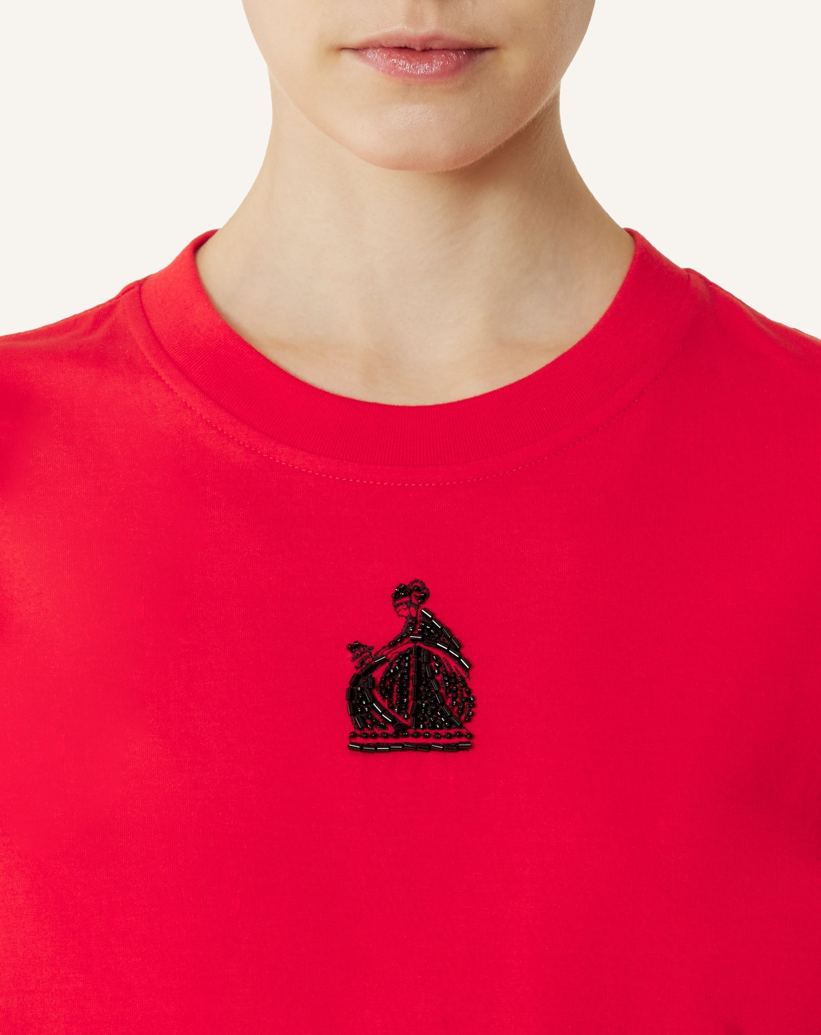 T-shirt Brodé La Mère Et L'enfant En Jersey Red
