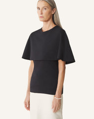 T-shirt À Cape En Coton Et Soie Black